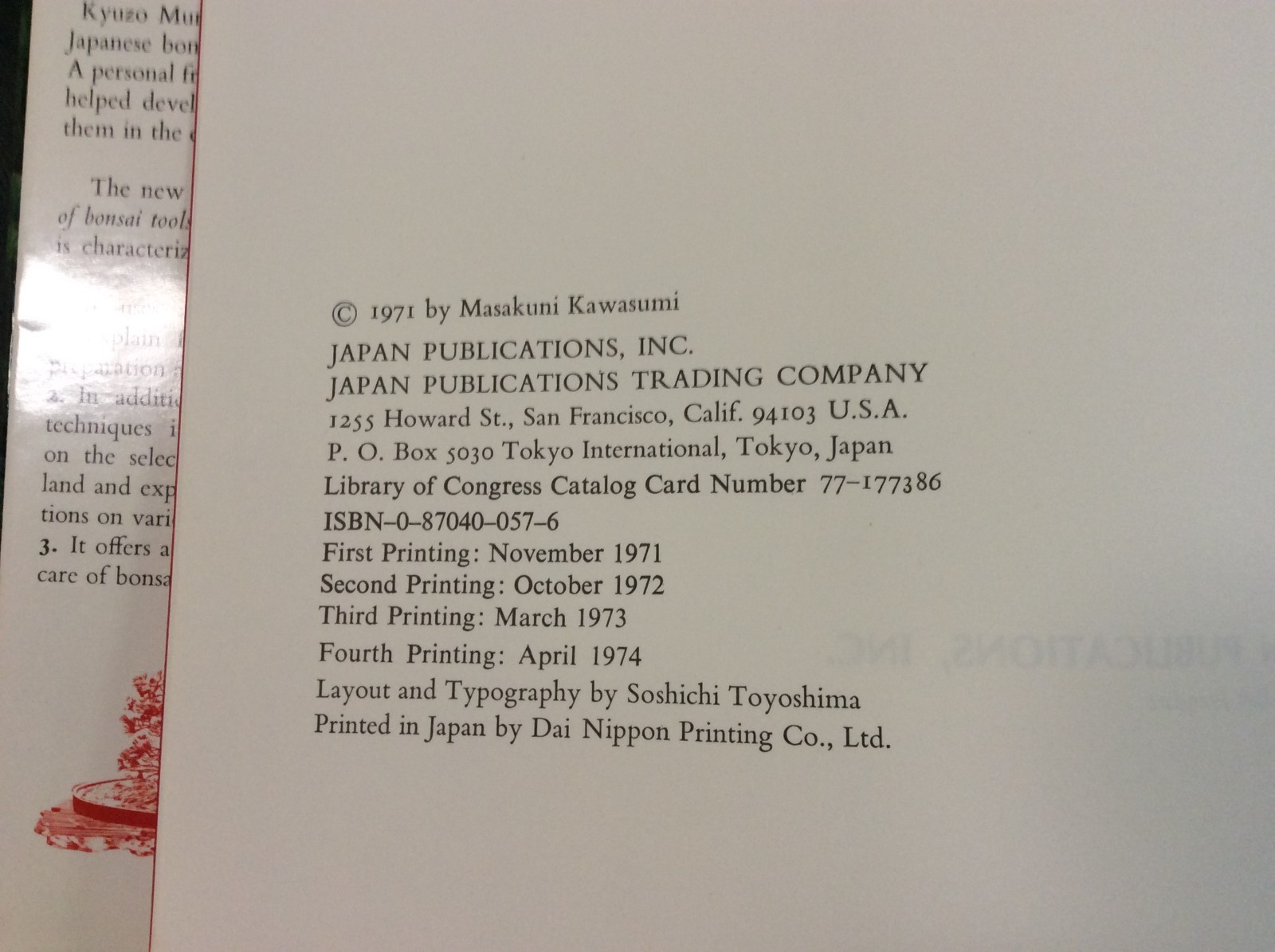 Introductory Bonsai and the care and use of bonsai tools Hardcover 1974 84 pages