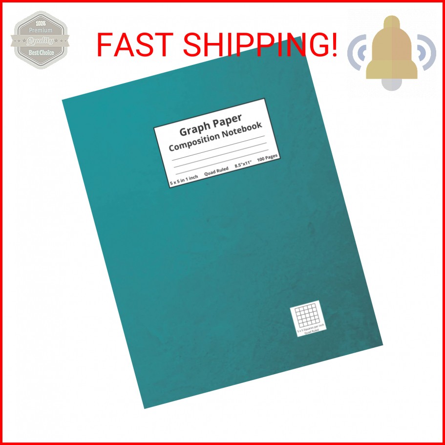 Graph Paper Composition Notebook, 5 x 5 Quad Ruled, 100 Pages: 8.5 in x 11 in (2
