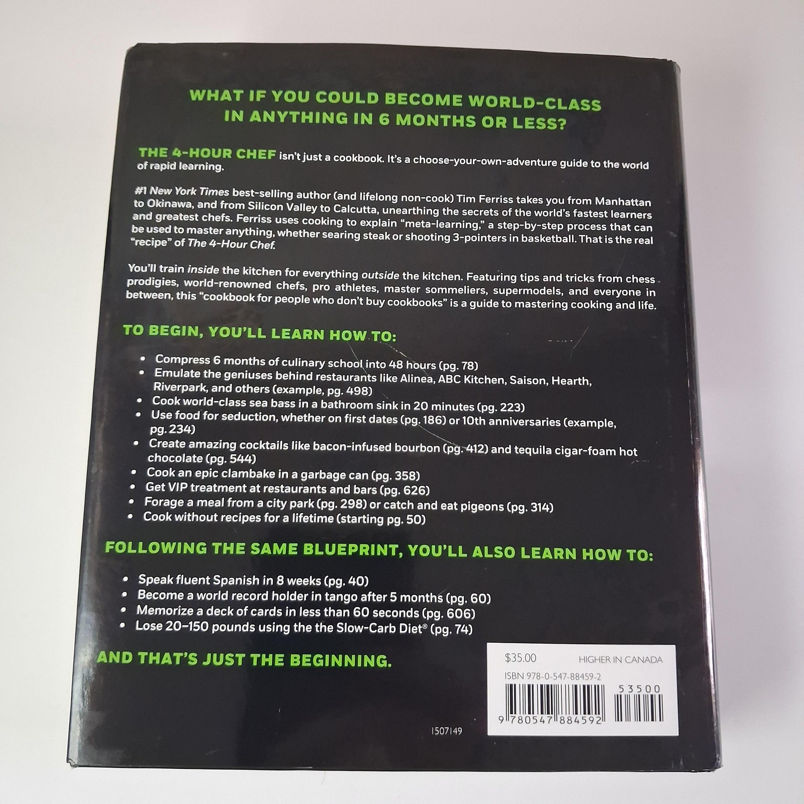 The 4-Hour Chef Timothy Ferriss New Harvest Black HC DJ Illustrated 2012 USA