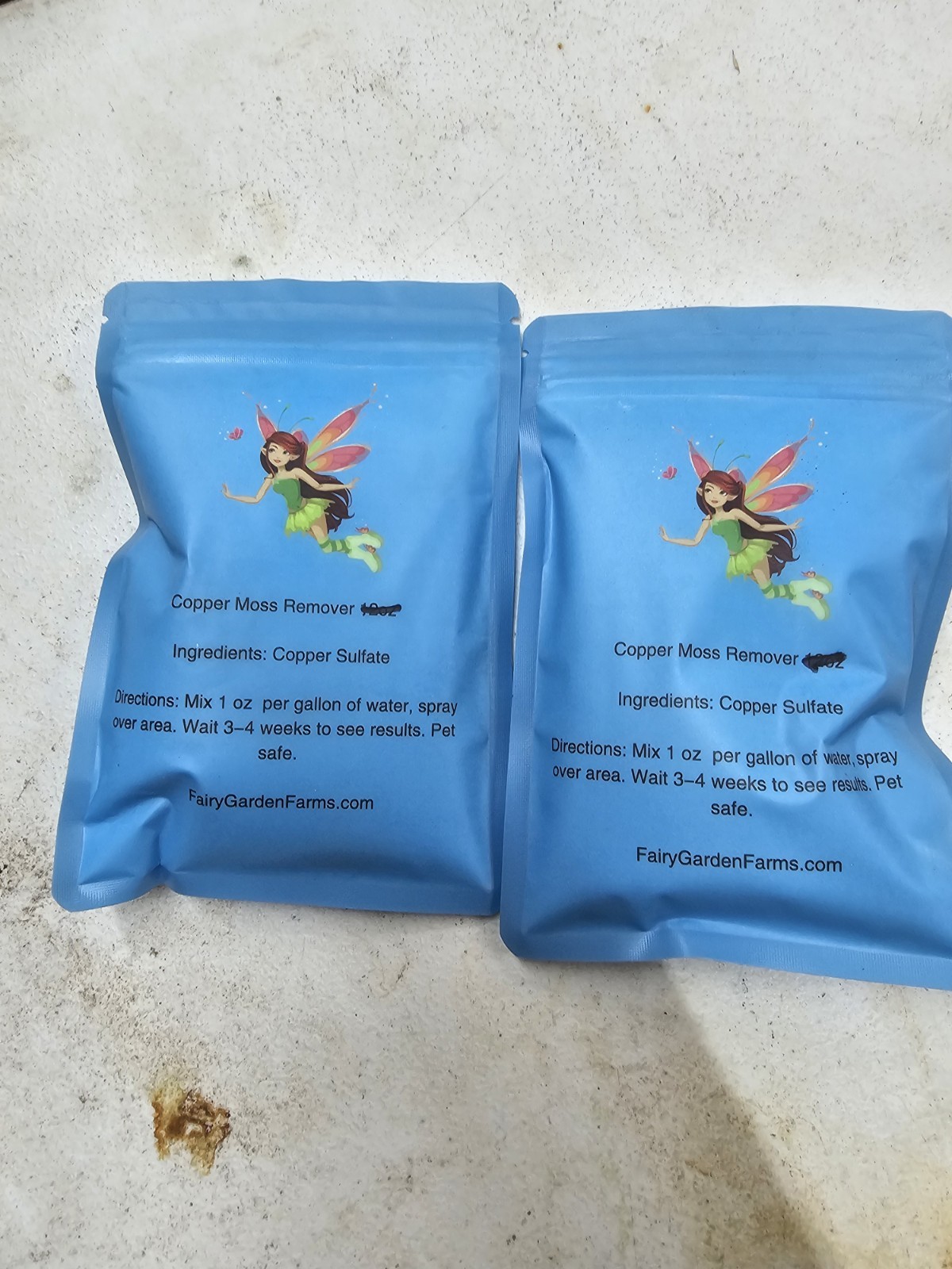 Two Bags of Copper Sulfate Moss Remover Powder, For Roofs Ponds Sidewalks 6oz Ea