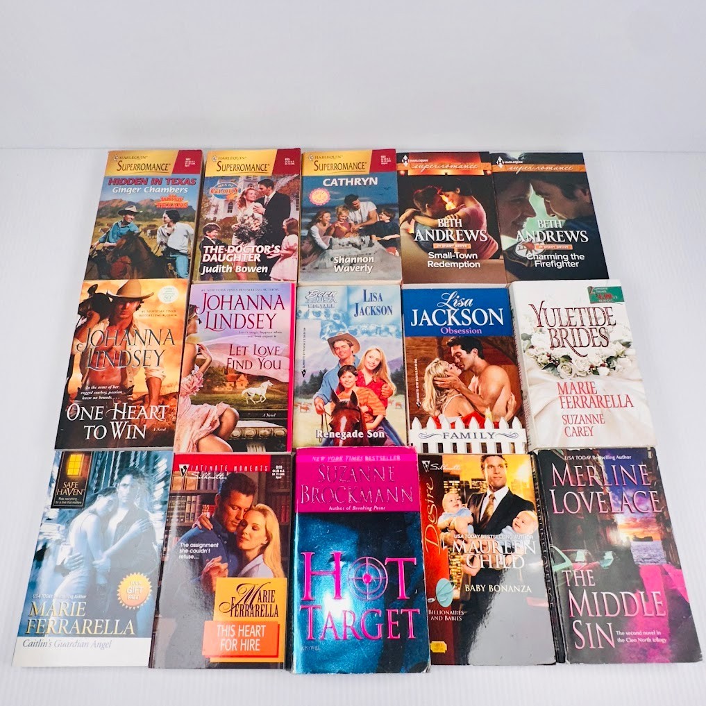 Lot of 15 Romance Paperback Novels/Books Multiple Titles & Authors