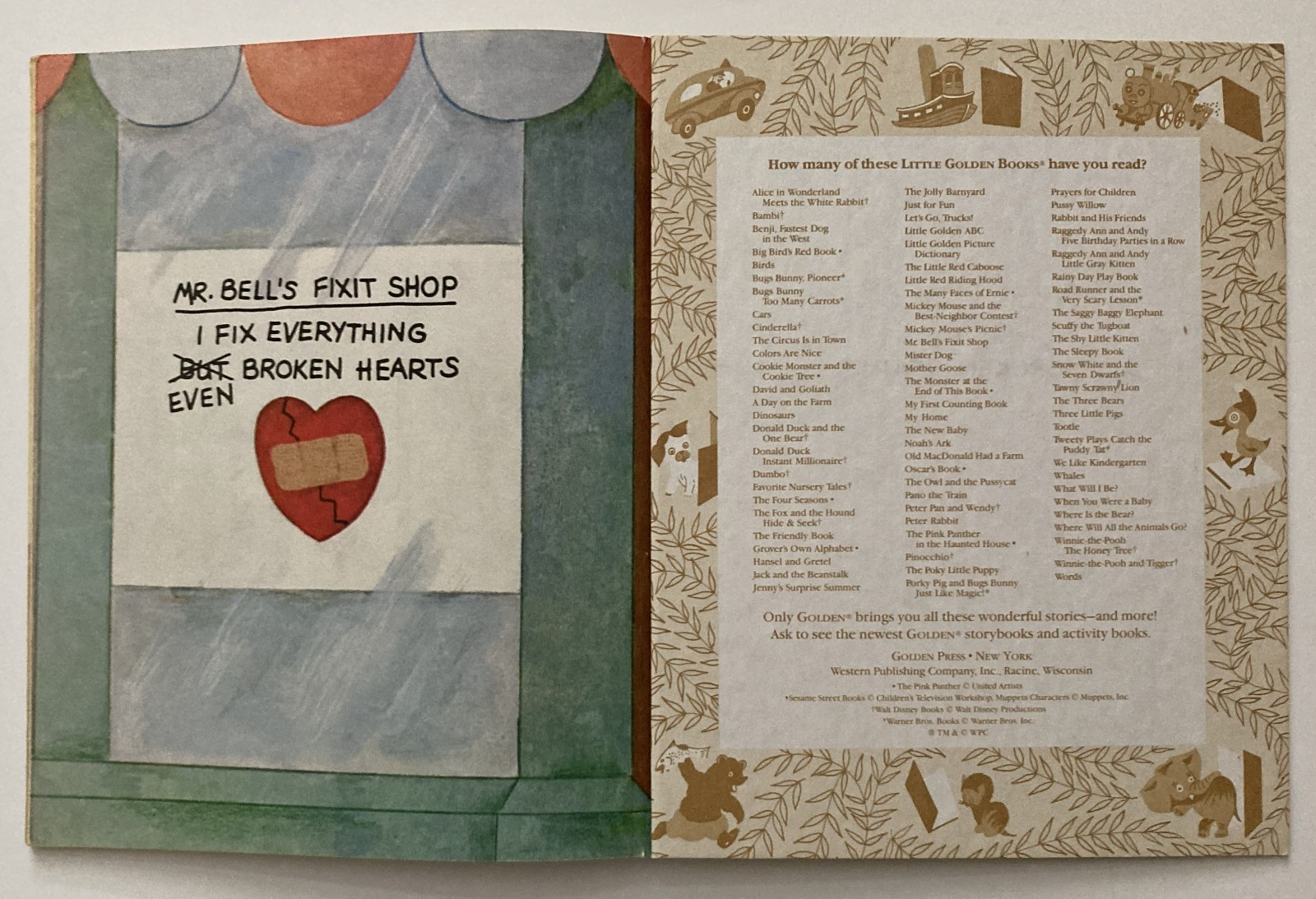 VTG Mr Bell’s Fixit Shop Little Golden Book 1981 Broken Doll Peltzman Battaglia