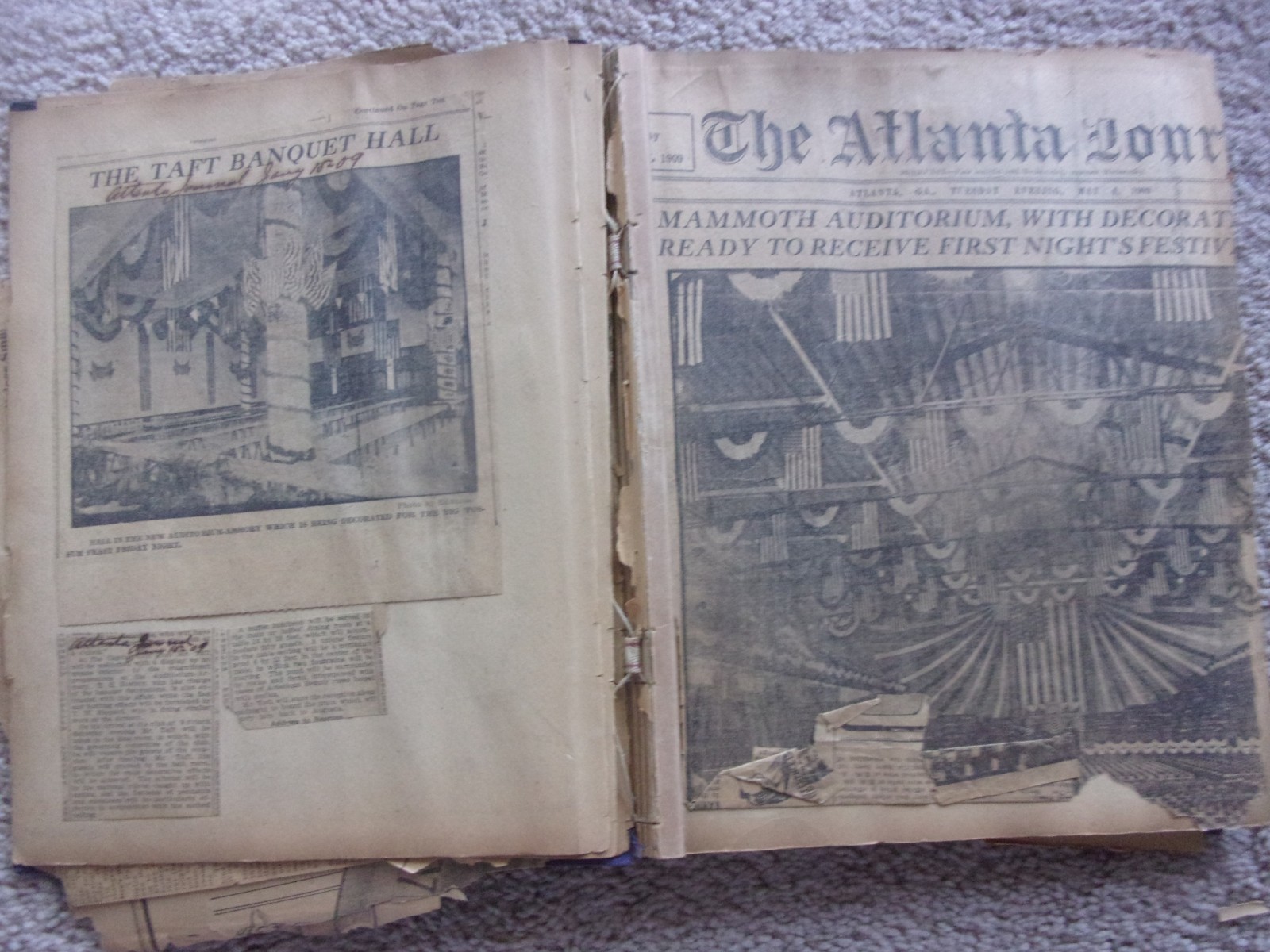 Fabulous 1910s Atlanta Scrapbook, Taft Visit, Car Shows, Opera House ATL rarity