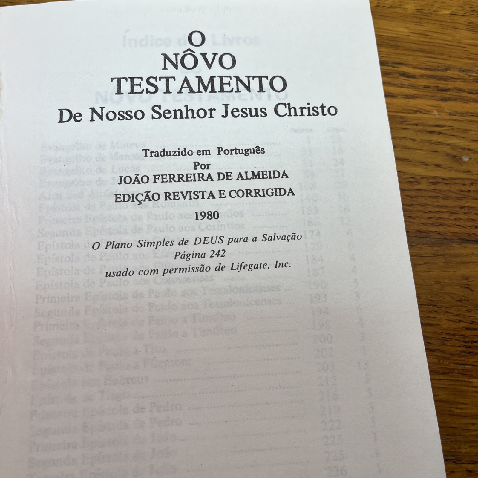 O Novo Testamento PORTUGUESE New Testament – 1980 – Lifegate Inc – 244 Pages -PB