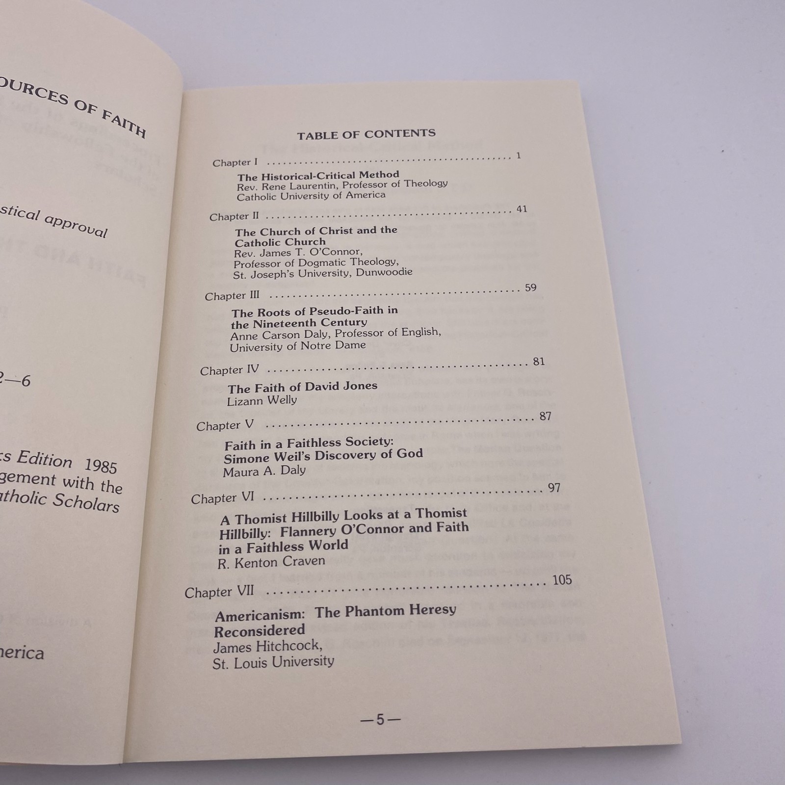 Faith and the Sources of Faith Catholic Scholars Theology 1985 PB