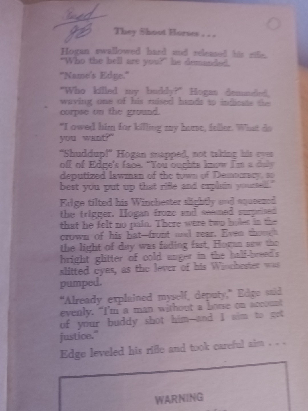 Vintage Western Paperback Edge #24 Slaughterday George G. Gilman 1st Print 1977