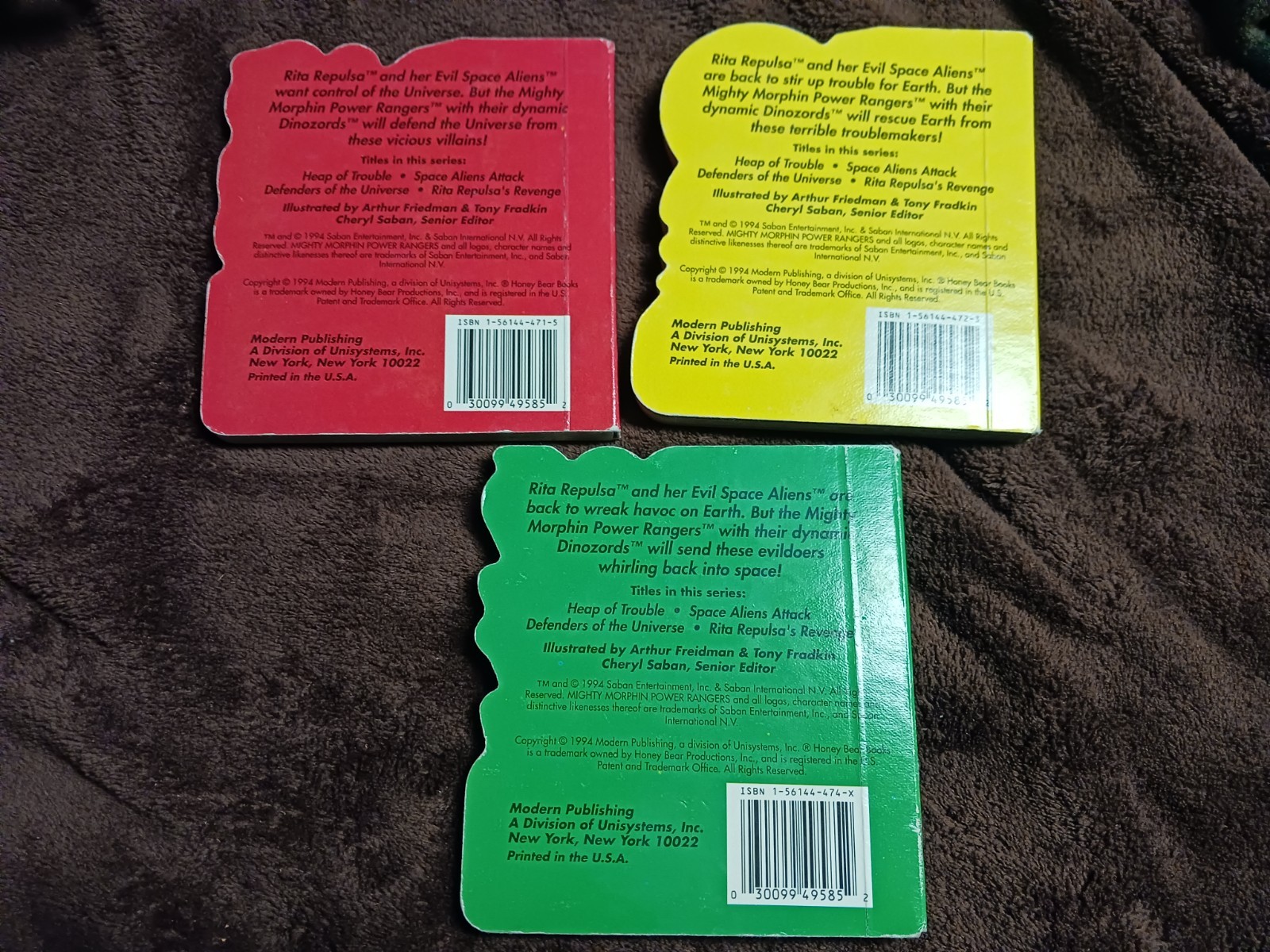 Vintage Mighty Morphin Power Rangers Honey Bear Board Books Lot Of 3 1994