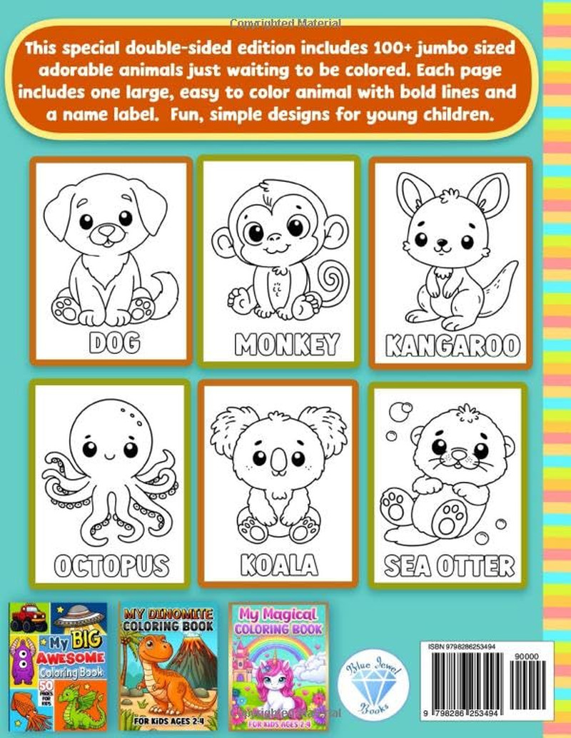 Animals Coloring Book for Kids: for Girls and Boys Ages 4-8 and Toddlers 1-3, 2-