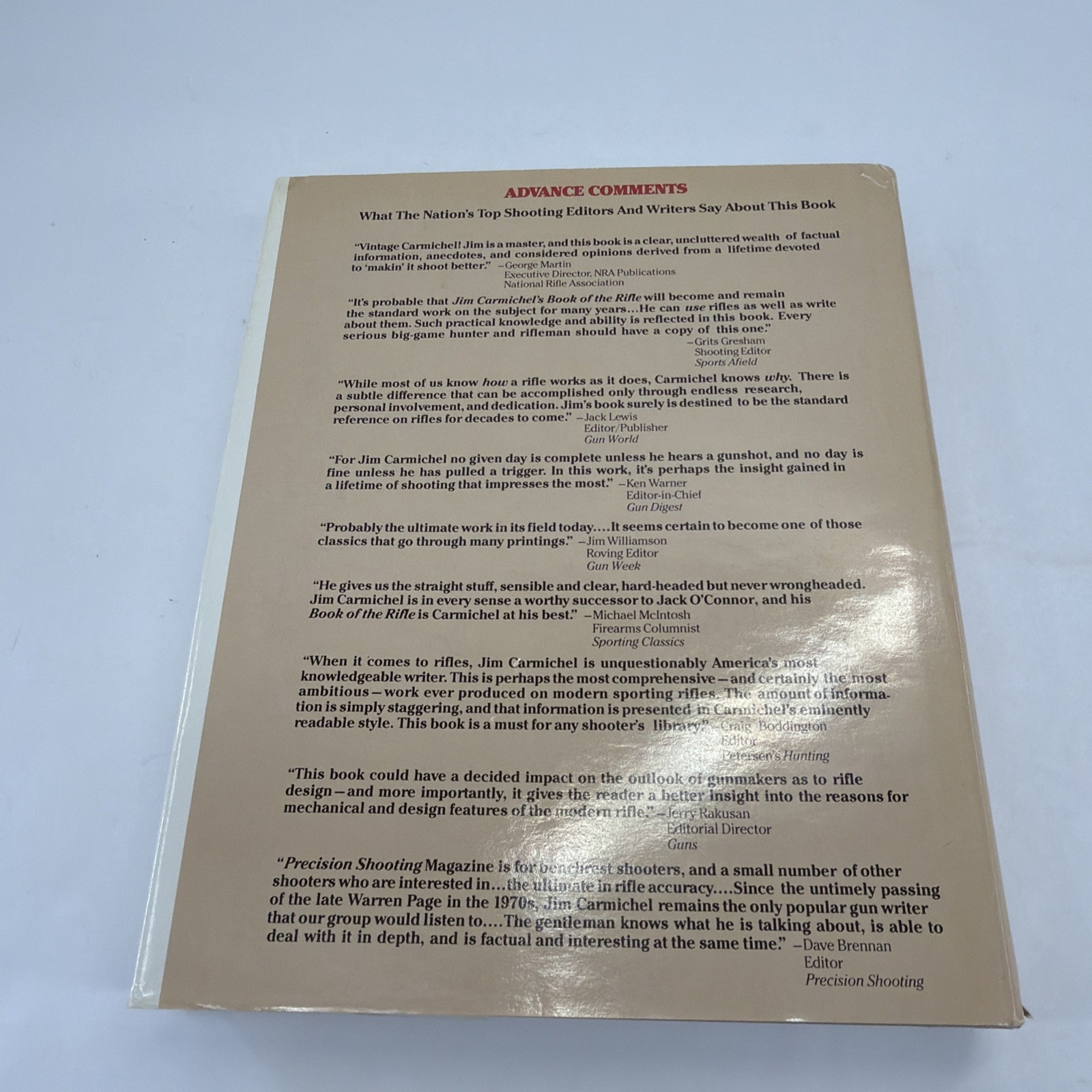Jim Carmichael’s Book of the Rifle. First Edition HC/DJ, 1985. Reference