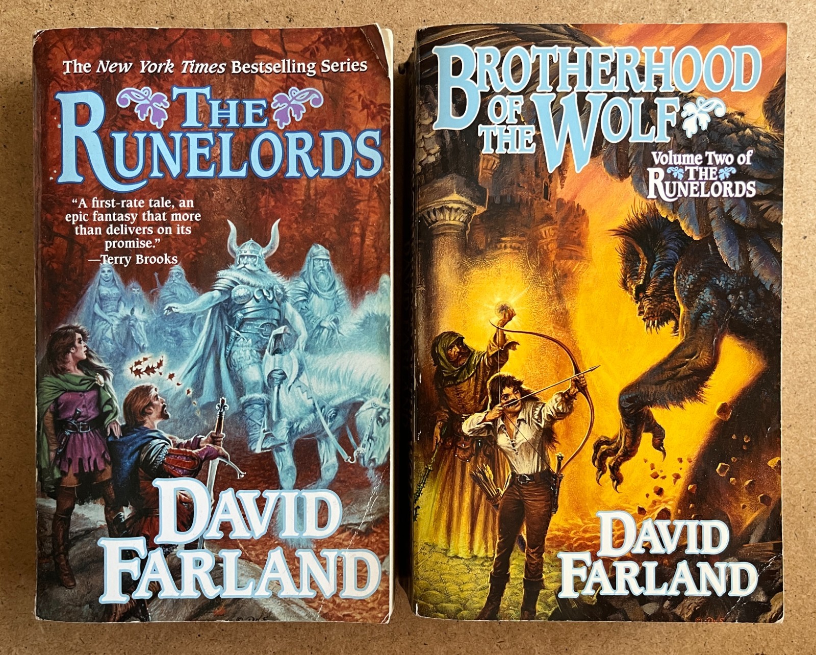 David Farland THE RUNELORDS + BROTHERHOOD OF THE WOLF (Bk 2) MM Paperback Lot