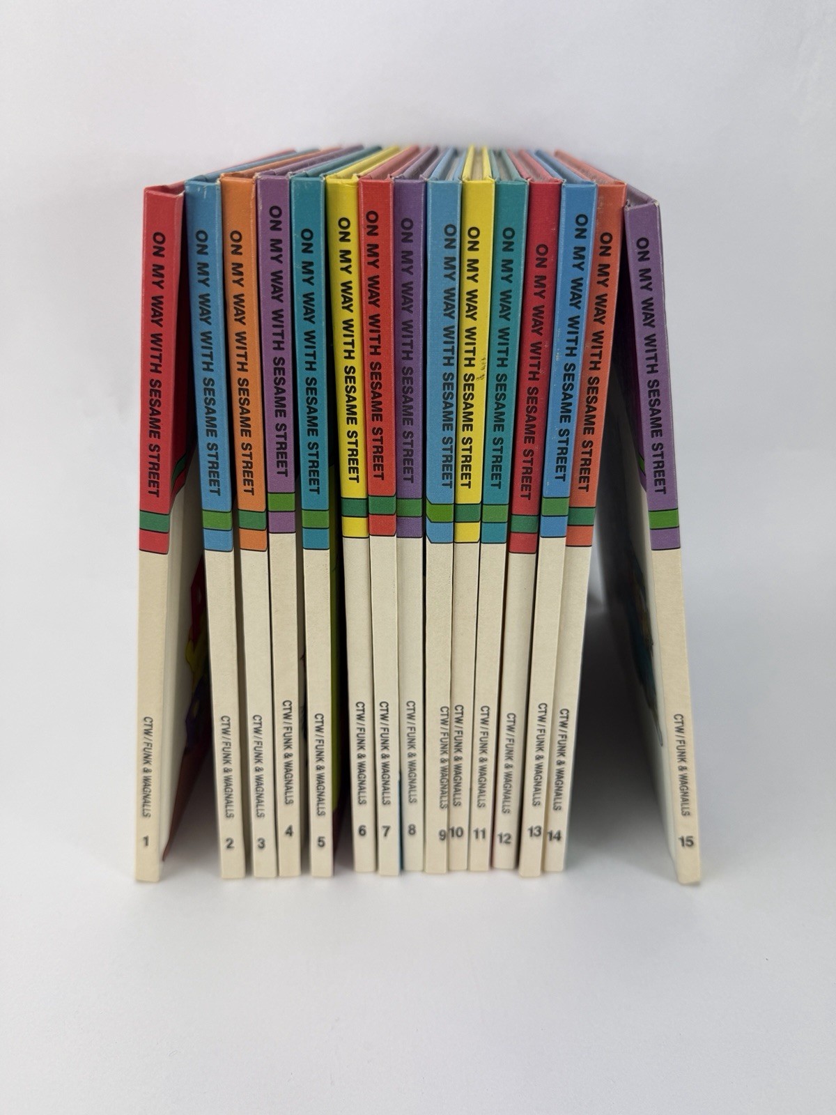 1989 On My Way With Sesame Street Books Complete Set 1-15 CTW Funk & Wagnalls