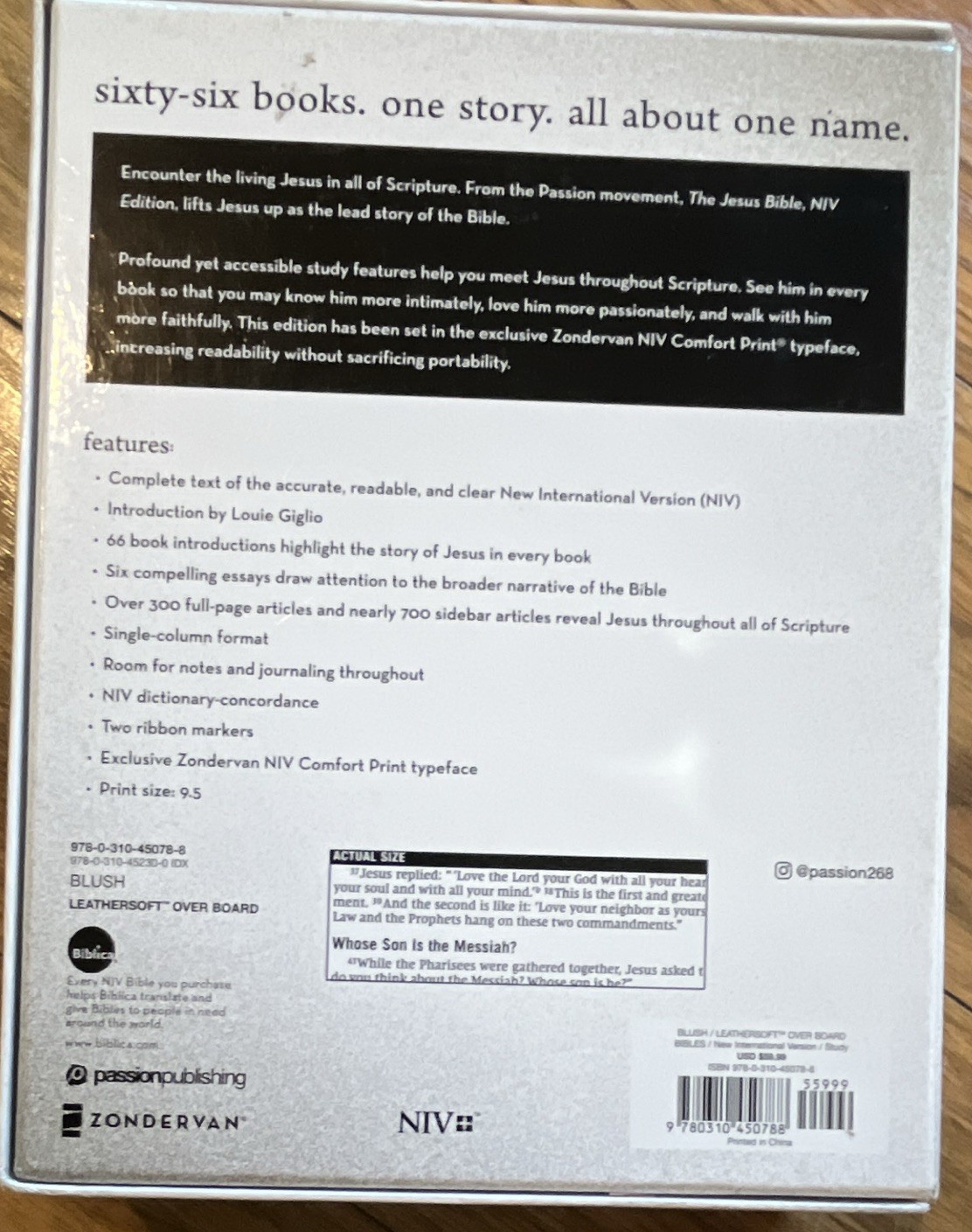 Zondervan The Jesus Bible NIV Leathersoft w/ Concordance 2018 Louie Giglio