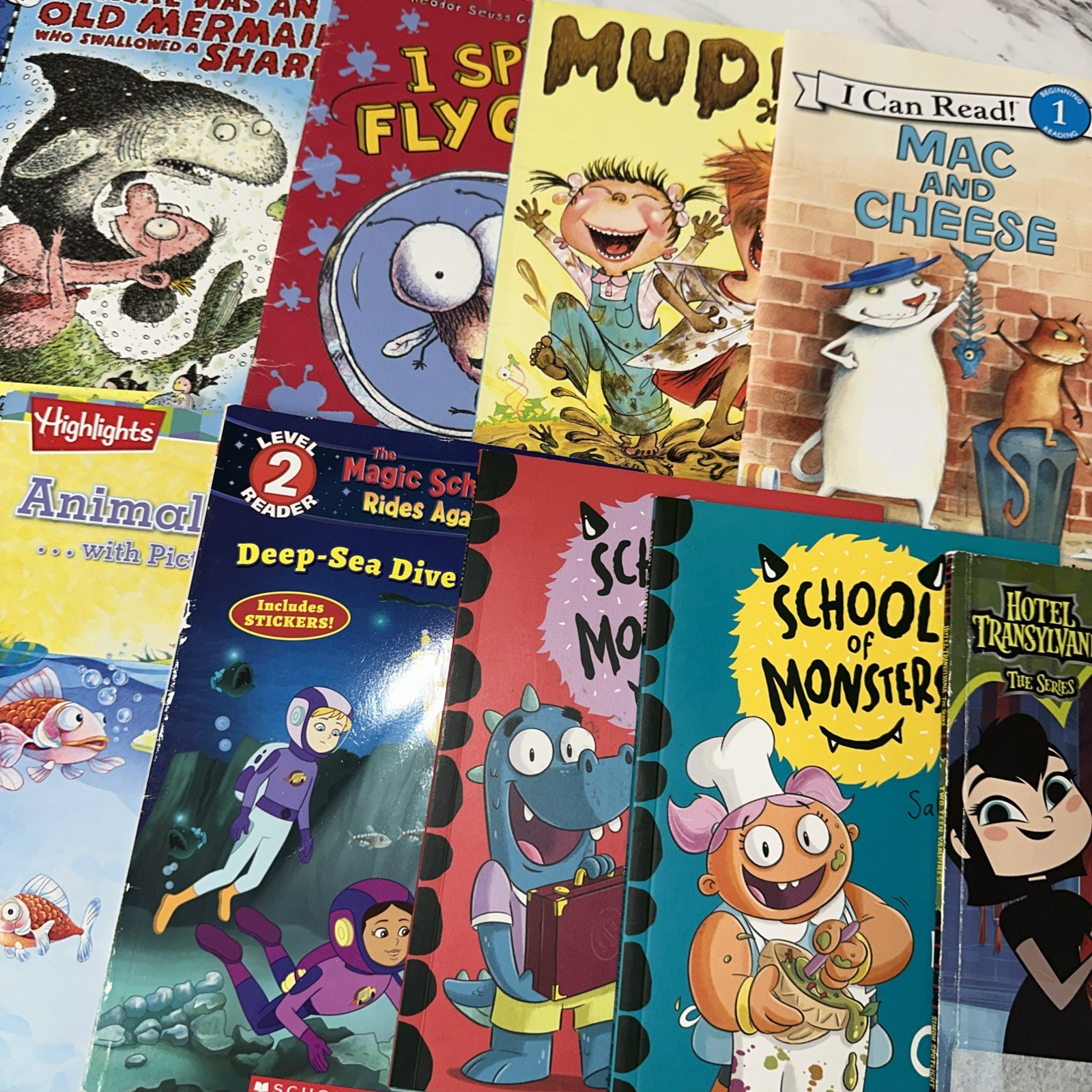 Lot Of 10 Paperback Books Children’s Preschool Mixed Titles Old Lady, Fly Guy…