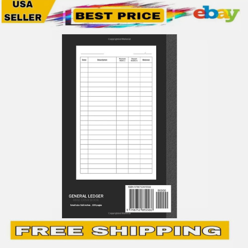 General Ledger Mini Cash Book 120 Pages 5×8 Inches Black Cover for Bookkeeping