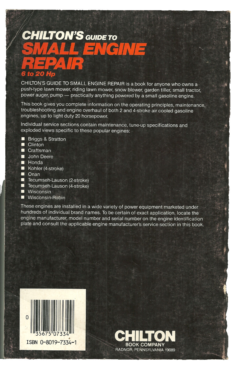 Chilton’s Guide to Small Engine Repair: 6-20Hp (Chilton’s Repair Manual)