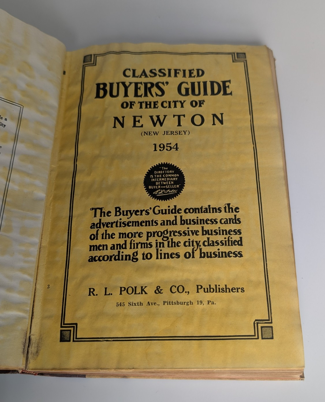 Polk’s Newton NJ Directory 1954 Sussex County New Jersey City Directory