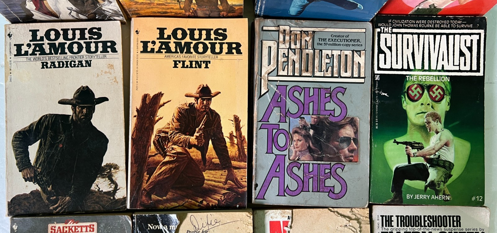 Action Lot of 12 Books Survivalist Louis Lamour Thriller Mystery Western 80’s